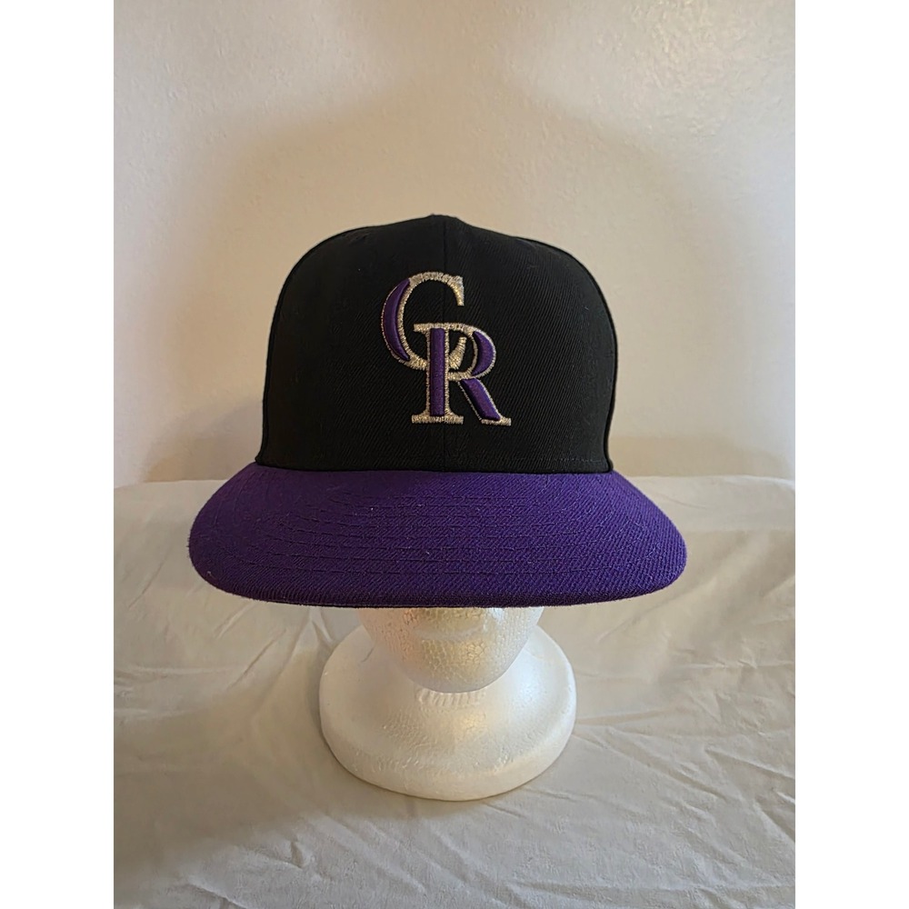 New Era Colorado Rockies Hat Mens 7 Black Purple MLB 59FIFTY Fitted Cap